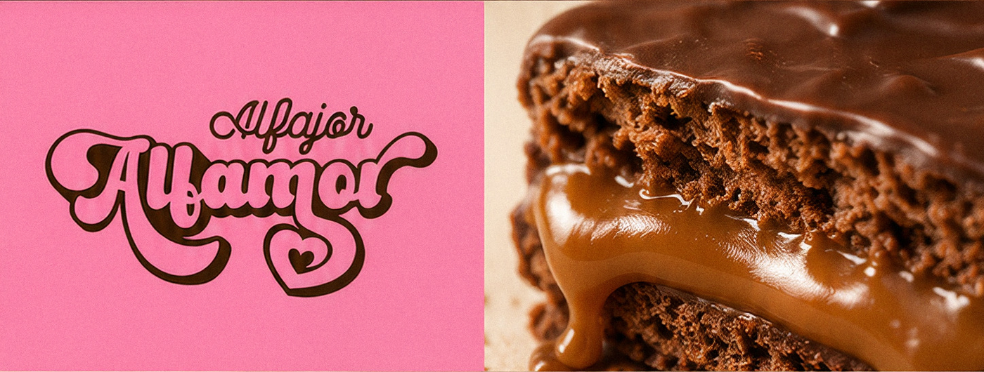 Logo Alfamor e detalhe do chocolate