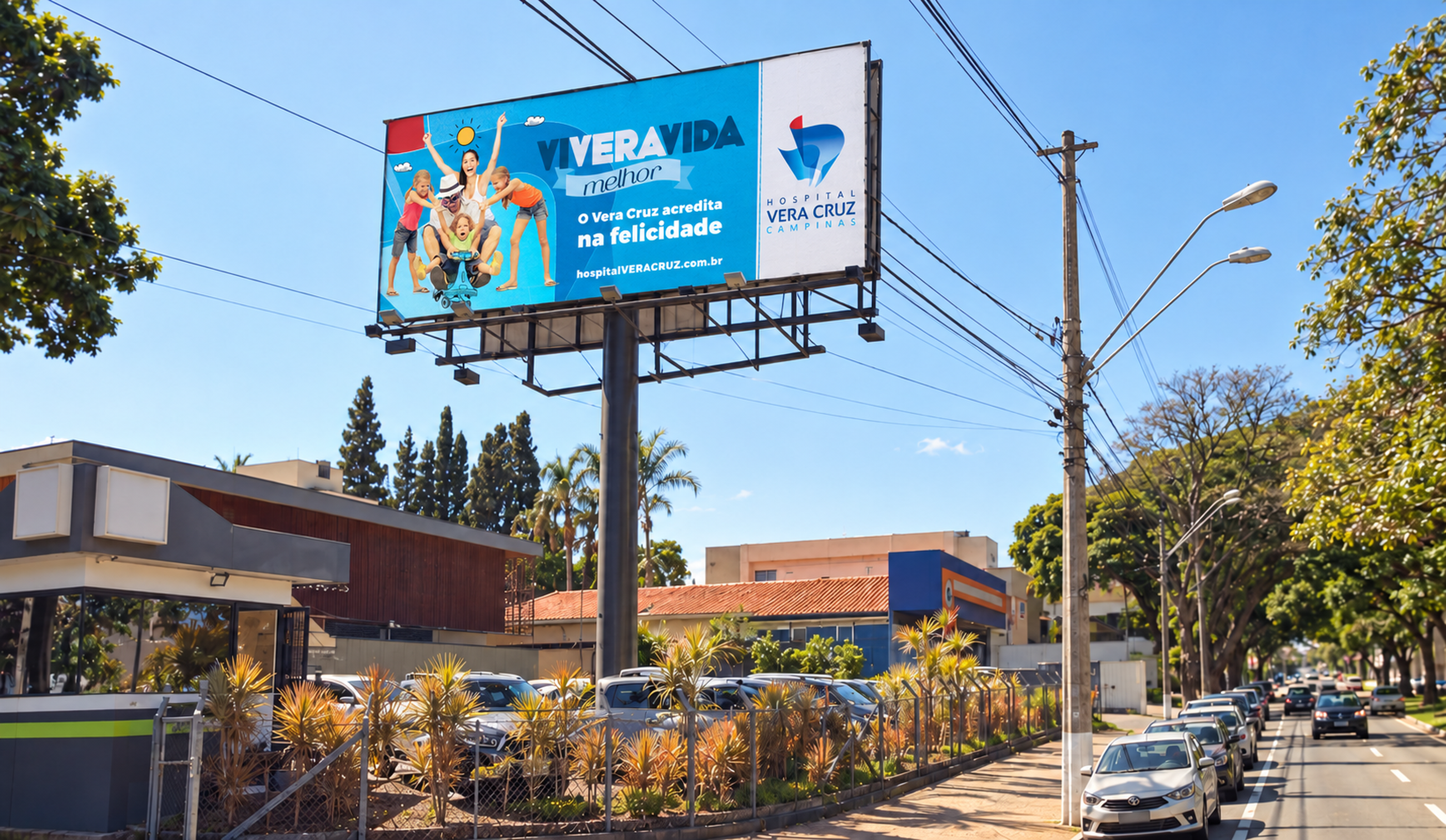 Painel da campanha Viver a vida melhor com família em Campinas